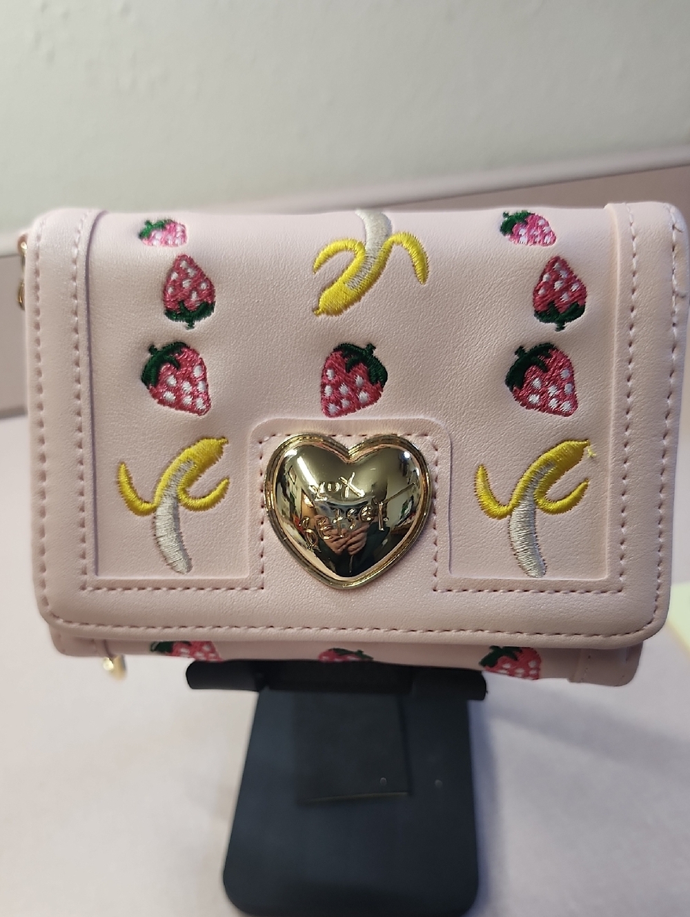Betsey Johnson Strawberry & Banana Heart-Accent Wallet New No Tag